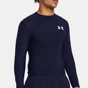 2XL MENS UNDER ARMOUR HEATGEAR COMPRESSION NAVY BLUE LONG SLEEVE TOP